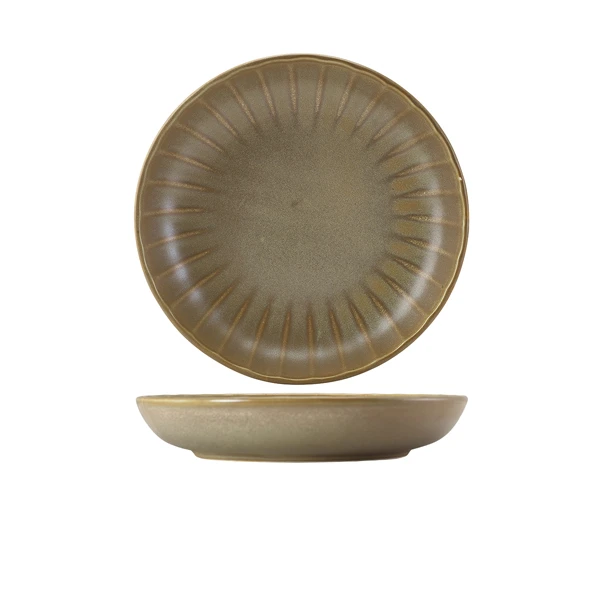 Terra Porcelain Mattgrau geschwungene Coupe-Schale 25,4 cm CB-SMG25 by Genware color Svart