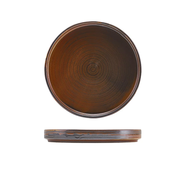 Terra Porcelain Rustic Copper flache Präsentationsplatte 18 cm LP-PRC18 by Genware color Svart