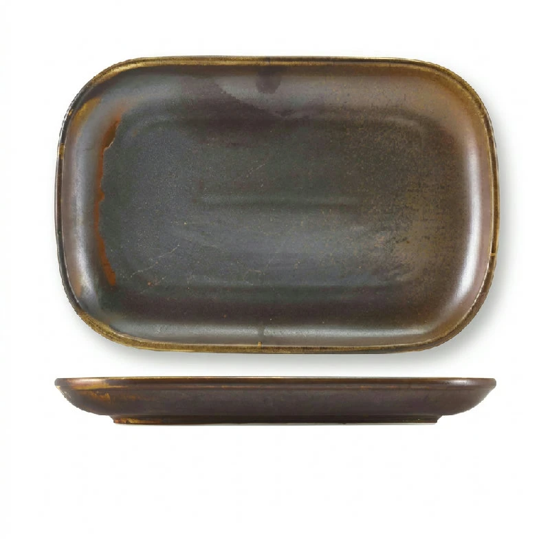 Terra Porcelain Rustic Copper rechteckige Platte 29 x 19,5 cm RP-PRC29 by Genware color Svart