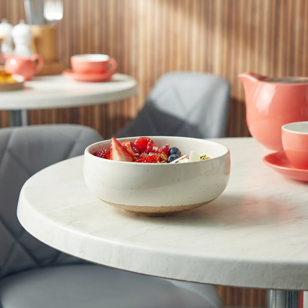GenWare Kava White Steingutschale mit geschwungener Form 14,5 cm BB-KW14 by Genware color Svart