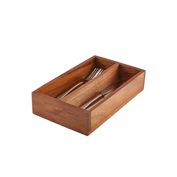 GenWare Besteckkasten aus Akazienholz mit 2 Fächern WDCT-2 by Genware color Svart