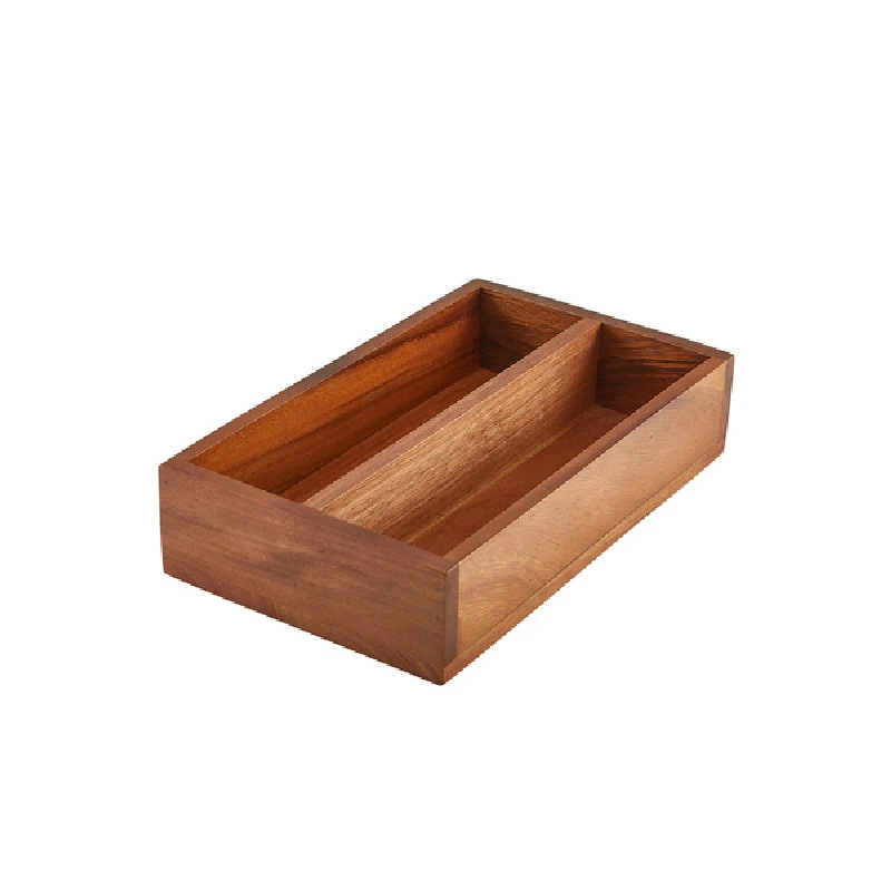GenWare Besteckkasten aus Akazienholz mit 2 Fächern WDCT-2 by Genware color Svart