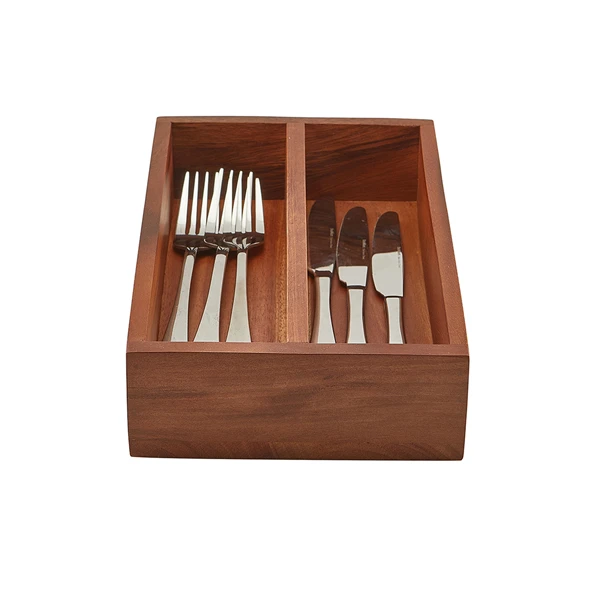 GenWare Besteckkasten aus Akazienholz mit 2 Fächern WDCT-2 by Genware color Svart
