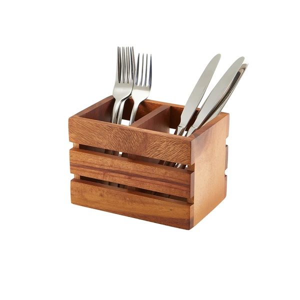 GenWare Besteckbehälter aus Akazienholz mit 2 Fächern WDCB-2 by Genware color Svart