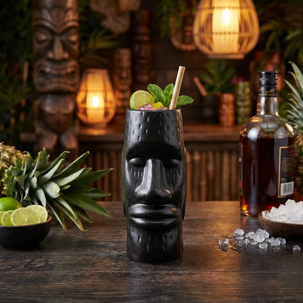 GenWare Easter Island Tiki-Becher 40 cl / 14 oz EIS400CT by Genware color Svart