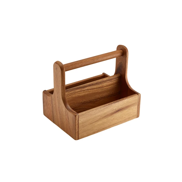 Medium Tischorganizer aus dunklem Holz DWTC-M by Genware color Svart