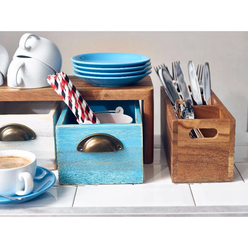 GenWare Besteckkasten aus Akazienholz mit 3 Fächern WDCB-3 by Genware color Svart