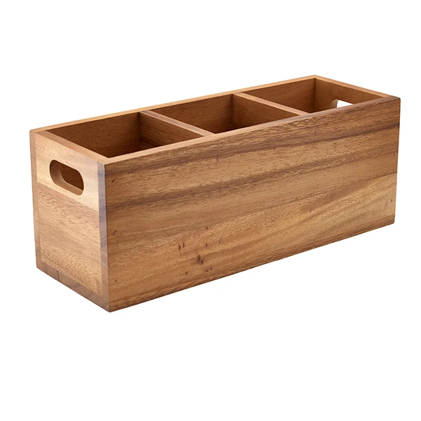GenWare Besteckkasten aus Akazienholz mit 3 Fächern WDCB-3 by Genware color Svart