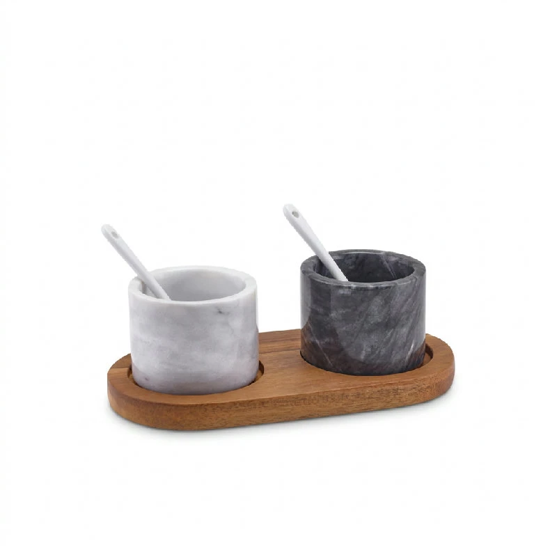 Salz- und Pfefferset aus Marmor MBL-SPBWL by Genware color Svart