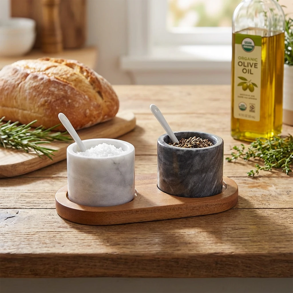 Salz- und Pfefferset aus Marmor MBL-SPBWL by Genware color Svart