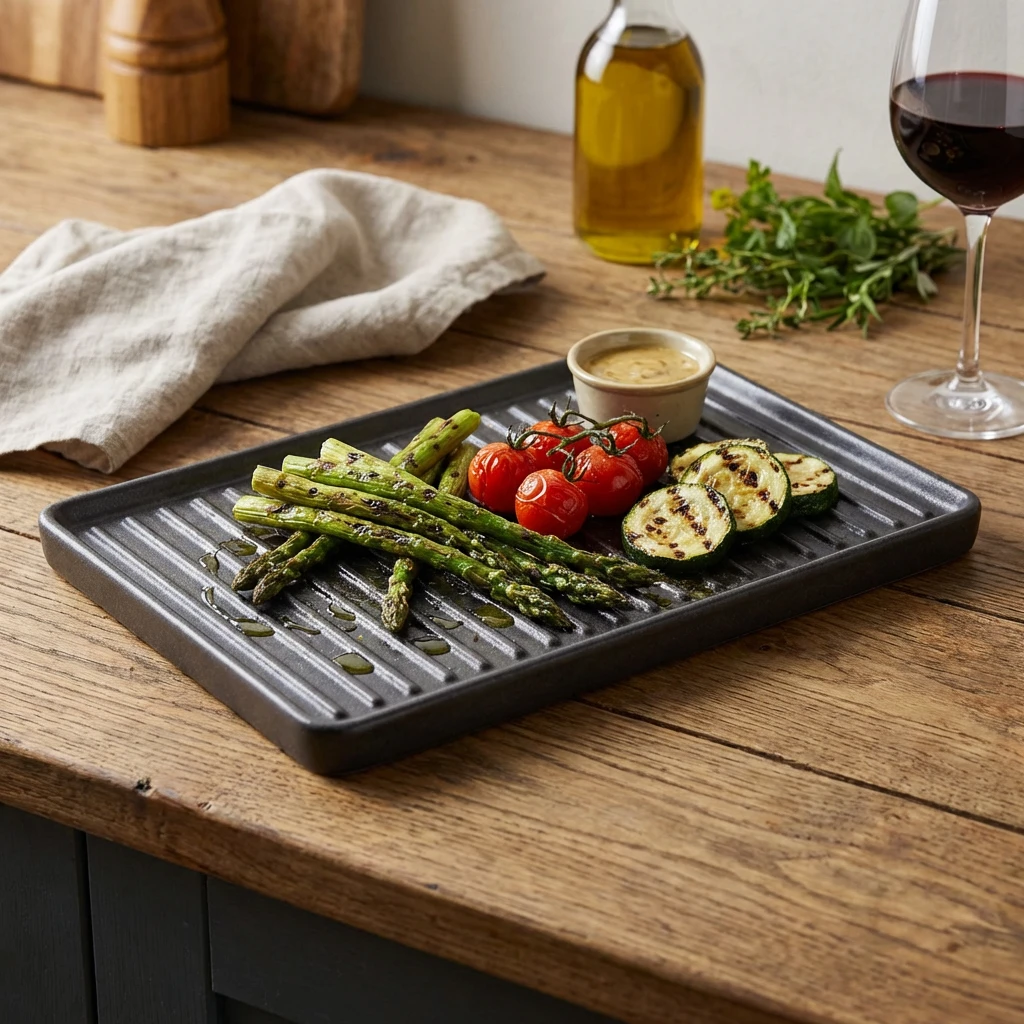 Forge Steingut Griddle-Teller 21,5 x 15 cm CT-GR21 by Genware color Svart