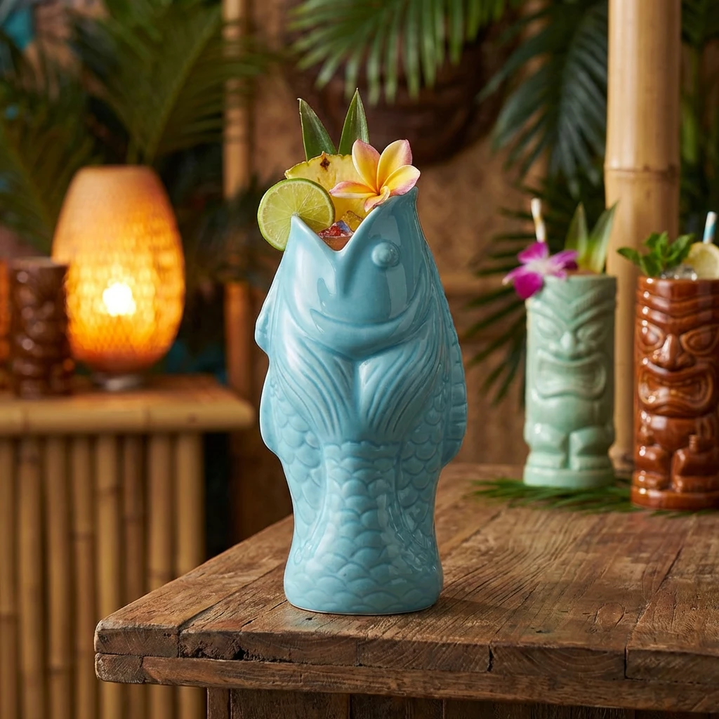GenWare Blue Fish Tiki-Becher 38 cl / 13,4 oz FSH380BL by Genware color Svart
