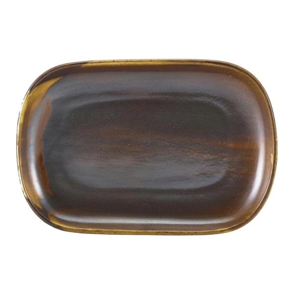 Terra Porcelain Rustic Copper rechteckige Platte 24 x 16,5 cm RP-PRC24 by Genware color Svart