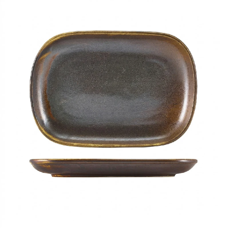 Terra Porcelain Rustic Copper rechteckige Platte 24 x 16,5 cm RP-PRC24 by Genware color Svart