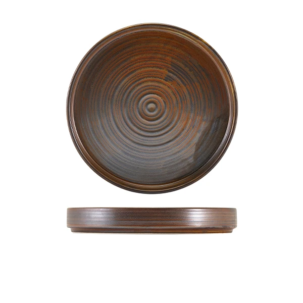 Terra Porcelain Rustic Kupfer Präsentationsteller 20,5 cm PR-PRC21 by Genware color Svart