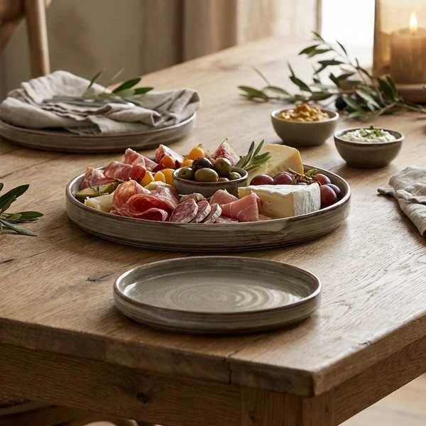 Terra Porcelain Grey Flacher Präsentationsteller 21 cm LP-PG21 by Genware color Svart