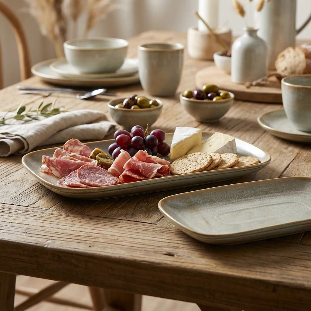 Terra Porcelain Mattgrau rechteckiger Teller 34,5 x 23,5 cm RP-PMG34 by Genware color Svart