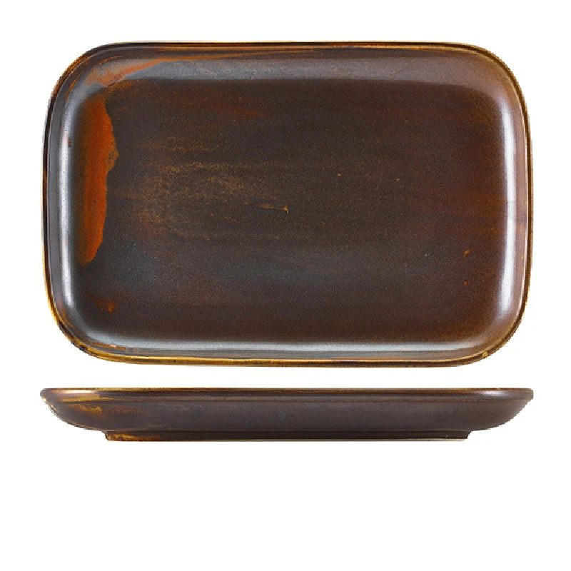 Terra Porcelain Rustic Copper rechteckiger Teller 34,5 x 23,5 cm RP-PRC34 by Genware color Svart