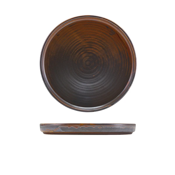 Terra Porcelain Rustic Copper Flacher Präsentationsteller 21 cm LP-PRC21 by Genware color Svart