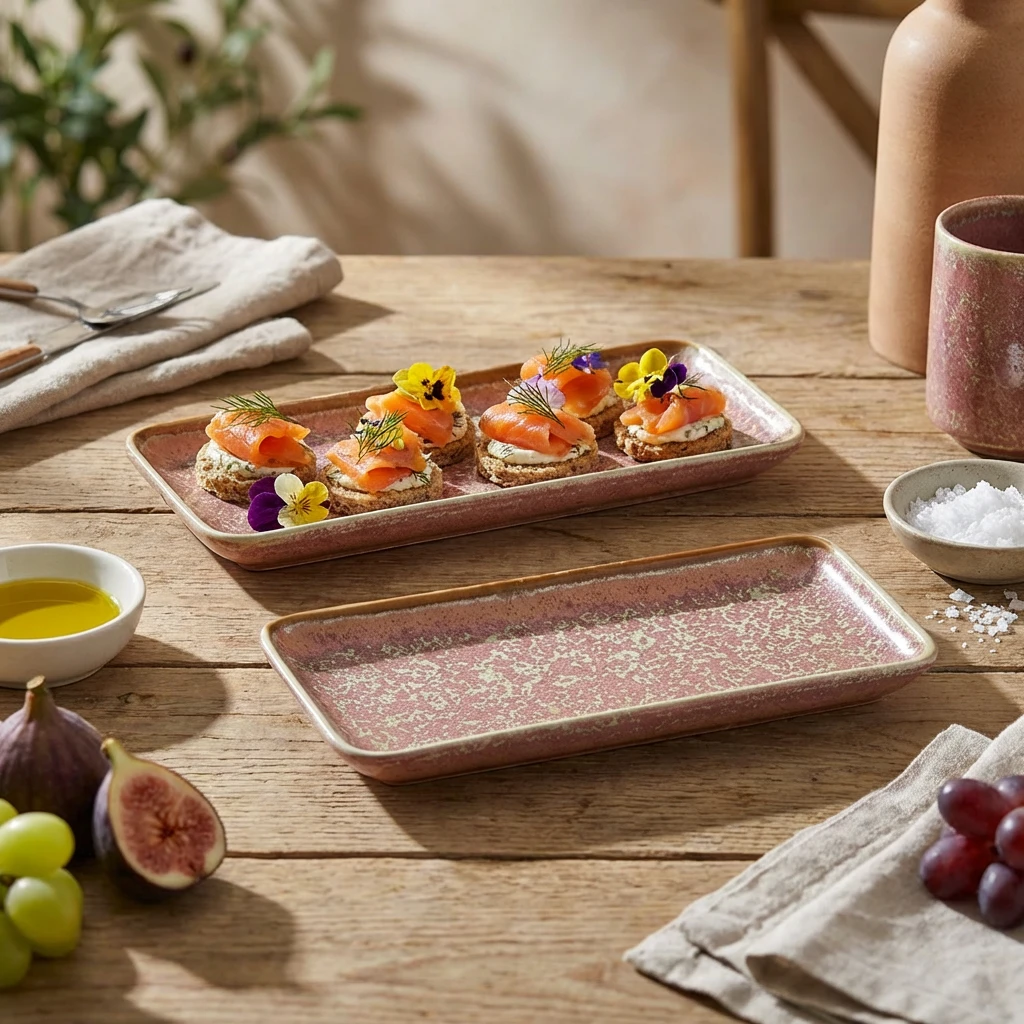 Terra Porcelain Rose schmale rechteckige Servierplatte 27 x 12,5 cm NR-PRS27 by Genware color Svart