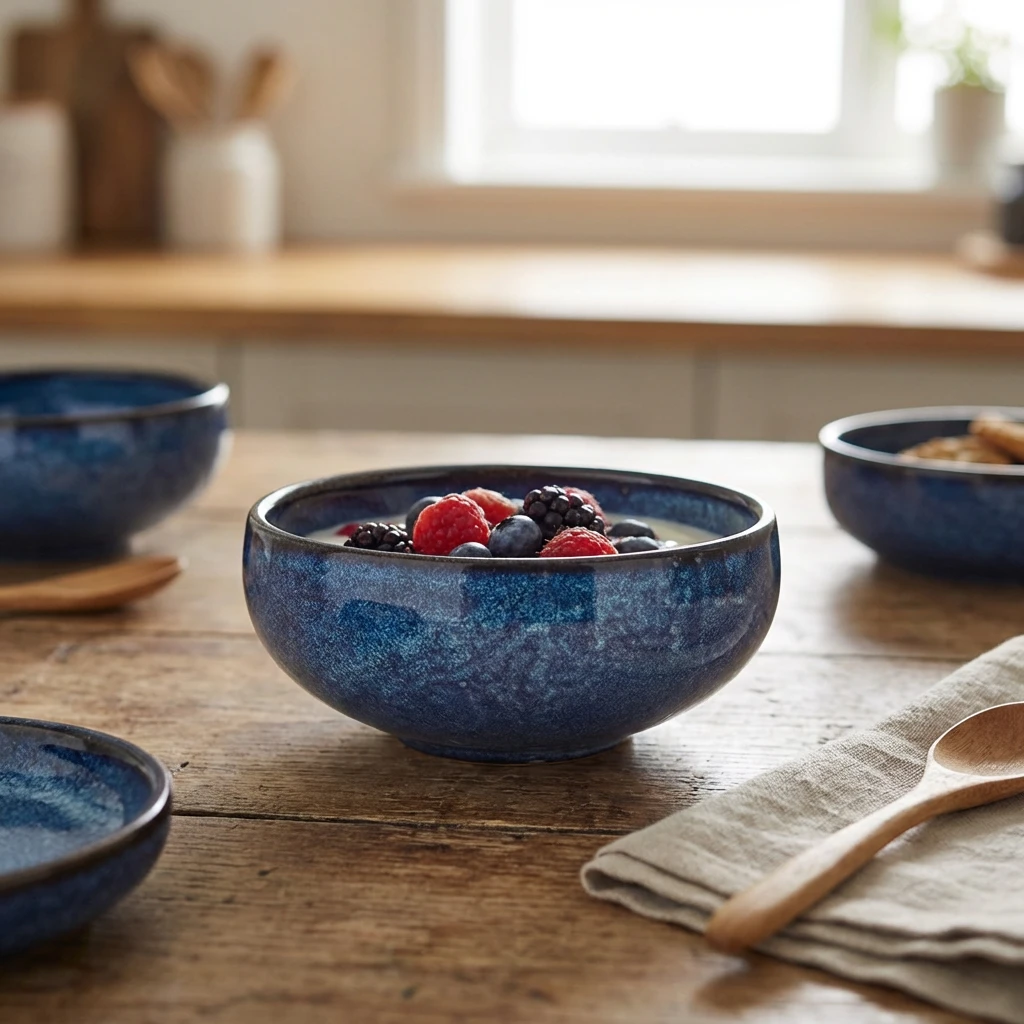 Terra Porcelain Aqua Blau Bauchschale 14,5 cm BB-PBL14 by Genware color Svart