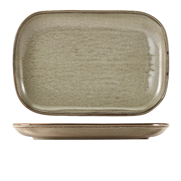 Terra Porcelain Grey Rechteckige Servierplatte 34,5 x 23,5 cm RP-PG34 by Genware color Svart