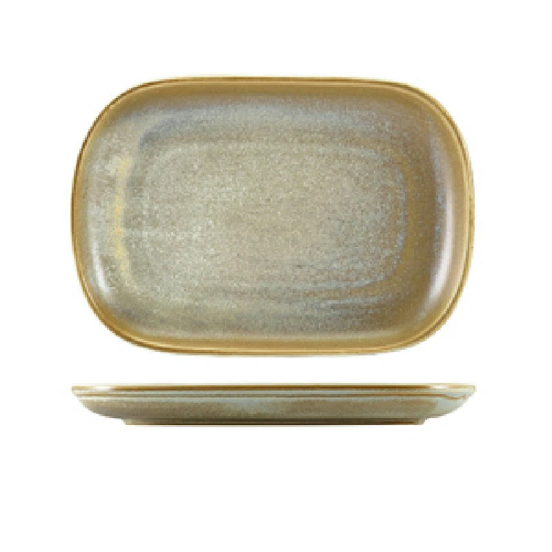 Terra Porcelain Matt Grau rechteckiger Teller 24 x 16,5 cm RP-PMG24 by Genware color Svart