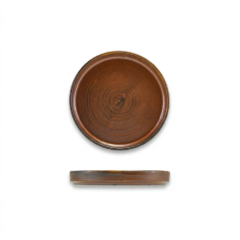 Terra Porcelain Rustic Copper flache Präsentationsplatte 14 cm LP-PRC14 by Genware color Svart