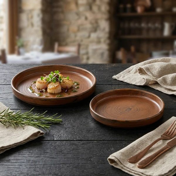 Terra Porcelain Rustic Copper flache Präsentationsplatte 14 cm LP-PRC14 by Genware color Svart