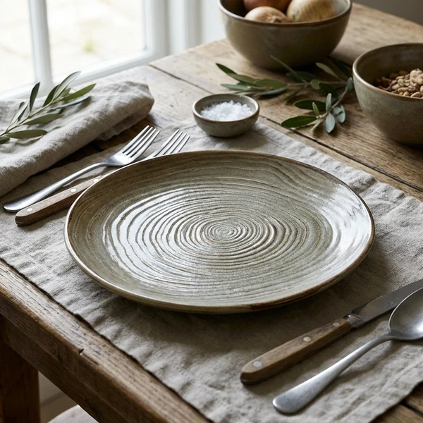 Terra Porcelain Grey Organischer Teller 25 cm CP-PGG25 by Genware color Svart
