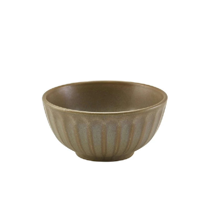 Terra Porcelain Matt Grau runde Schale mit gewelltem Rand 13,8 cm BW-SMG13 by Genware color Svart
