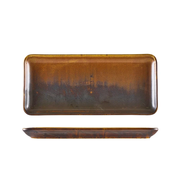 Terra Porcelain Rustic Copper Schmale Rechteckige Platte 31 x 14 cm NR-PRC30 by Genware color Svart