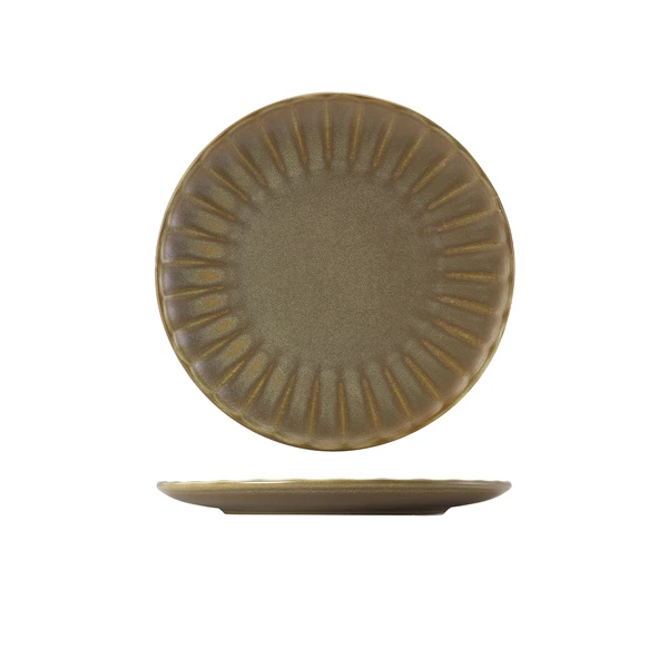 Terra Porcelain Teller Mattgrau mit gewelltem Rand, 23,4 cm CP-SMG23 by Genware color Svart