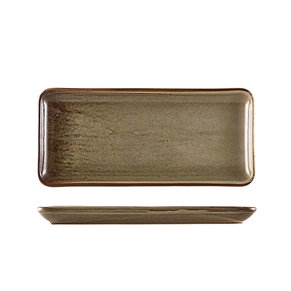 Terra Porcelain Grey schmale rechteckige Servierplatte 31 x 14 cm NR-PG30 by Genware color Svart