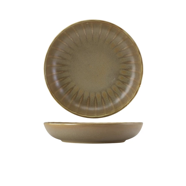 Terra Porcelain Mattgraue Coupe-Schale mit Wellenrand 22,8 cm CB-SMG23 by Genware color Svart