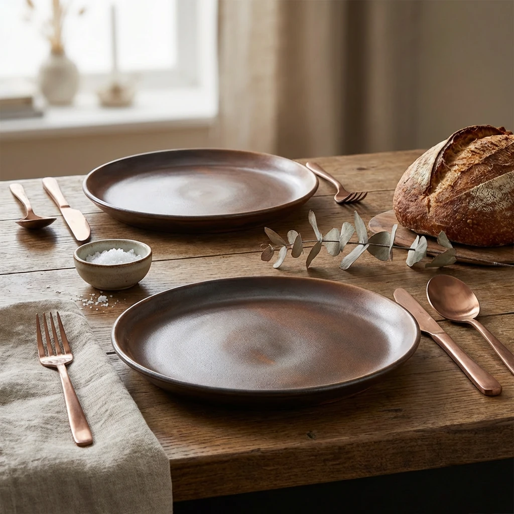 Terra Porcelain Rustic Copper Coupé-Teller 30,5 cm CP-PRC30 by Genware color Svart