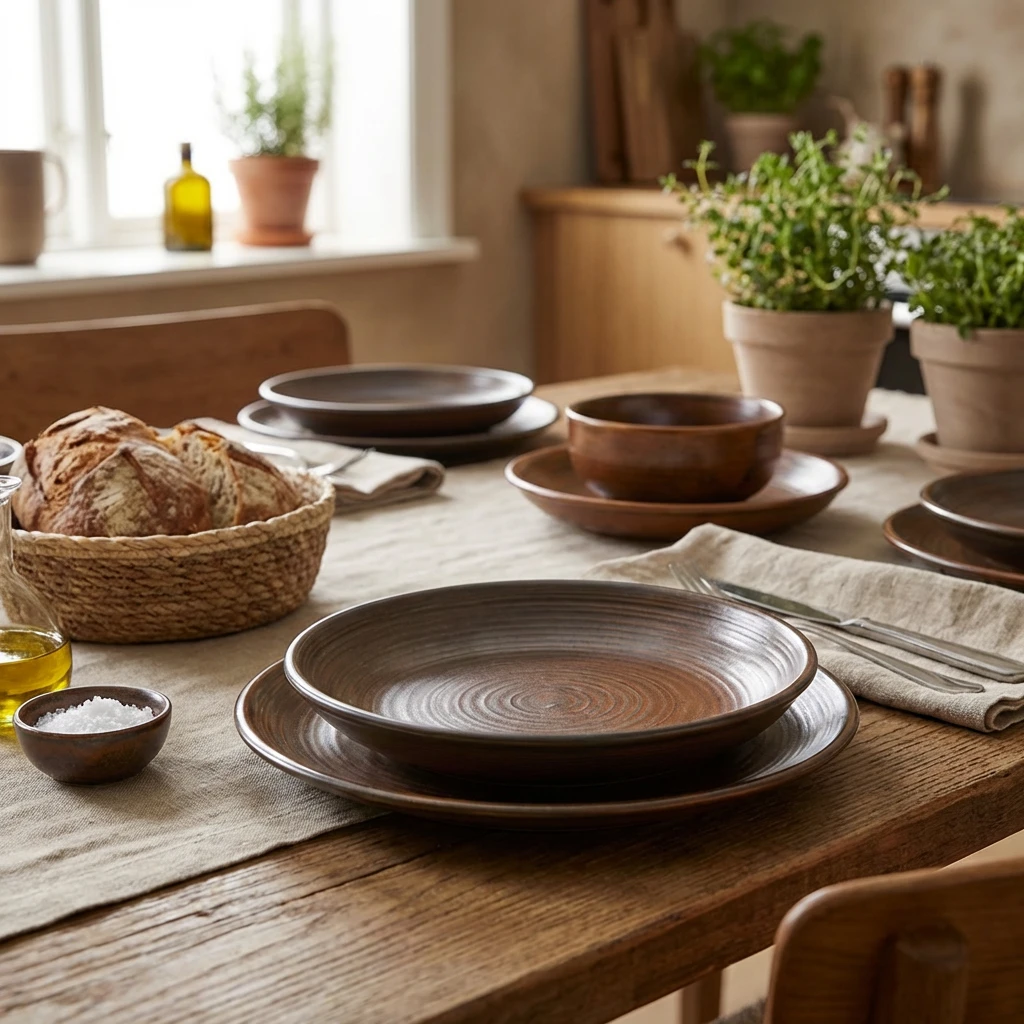 Terra Porcelain Rustic Copper Tiefer Coupe-Teller 25cm DC-PRC25 by Genware color Svart
