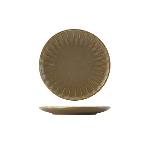 Terra Porcelain Matt Grau Teller mit Wellenrand 20,3 cm CP-SMG20 by Genware color Svart