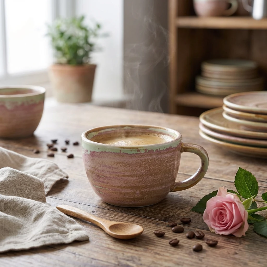 Terra Porcelain Rose Kaffeetasse 28,5 cl / 10 oz CUP-PRS28 by Genware color Svart