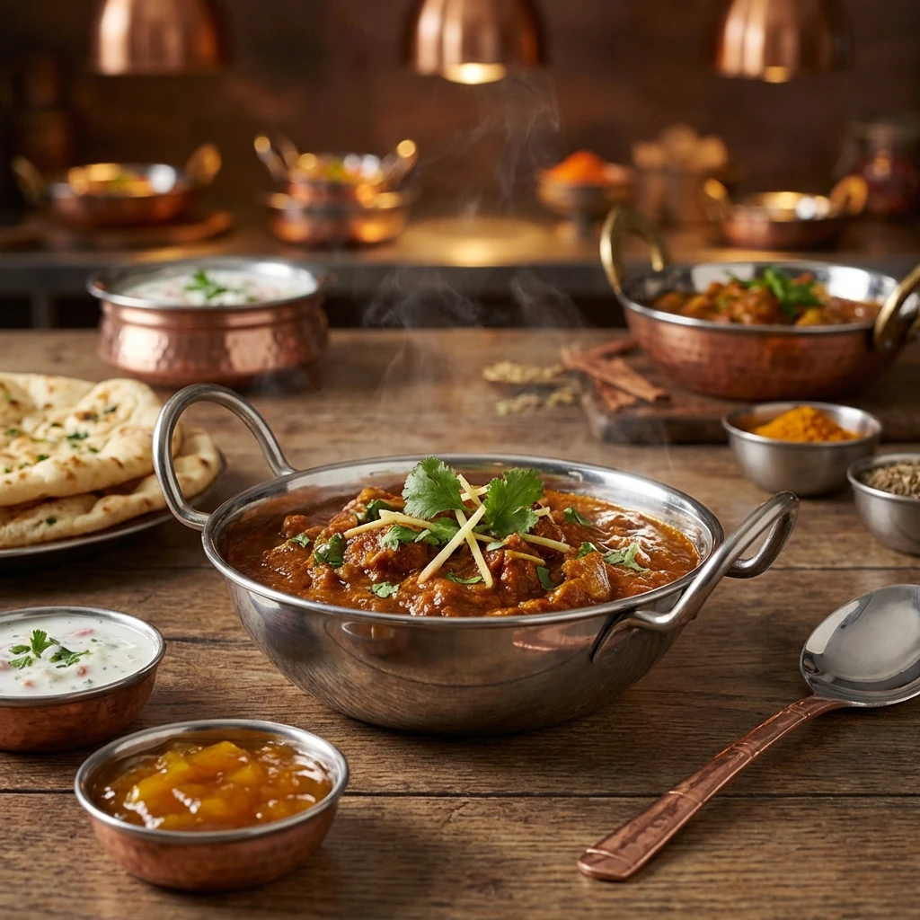 Balti-Schale Edelstahl 15 cm (6") mit Griffen BD15 by Genware color Svart