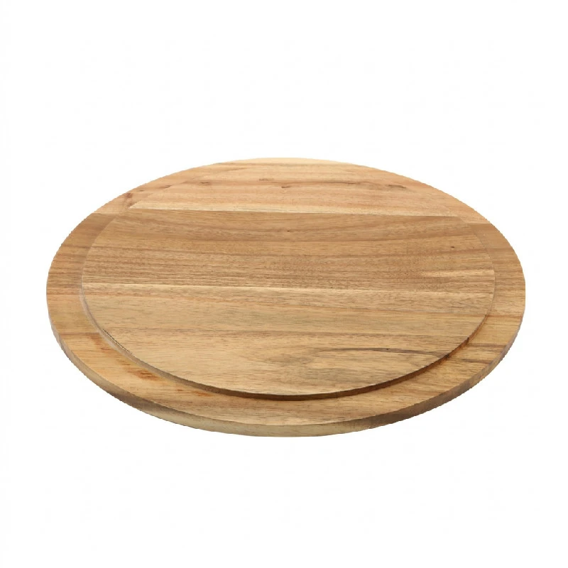 Genware Rundes Servier- und Kuchenbrett aus Akazienholz 33 cm WSB33 by Genware color Svart