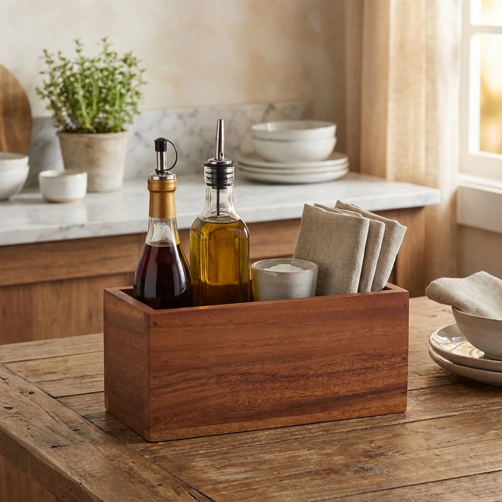 Tischcaddy aus Akazienholz 23 x 10 x 10 cm DWTC-1 by Genware color Svart