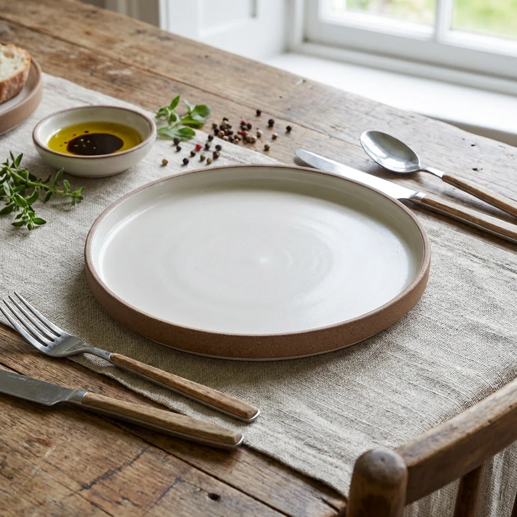 GenWare Kava White Steingut-Präsentationsteller 25 cm LPR-KW25 by Genware color Svart