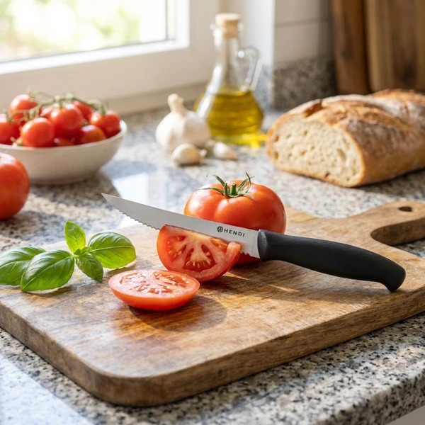 Hendi Tomatenmesser mit Wellenschliff Schwarz 10 cm 841136 by Hendi color Svart
