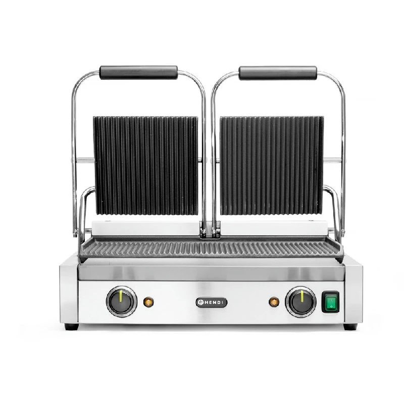 Hendi Doppel-Kontaktgrill gerillt/gerillt 263709 by Hendi color Svart