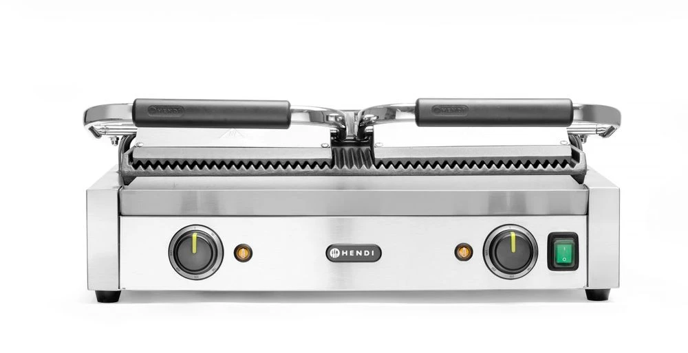 Hendi Doppel-Kontaktgrill gerillt/gerillt 263709 by Hendi color Svart