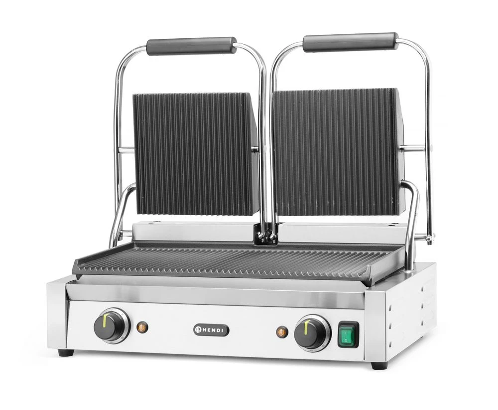 Hendi Doppel-Kontaktgrill gerillt/gerillt 263709 by Hendi color Svart