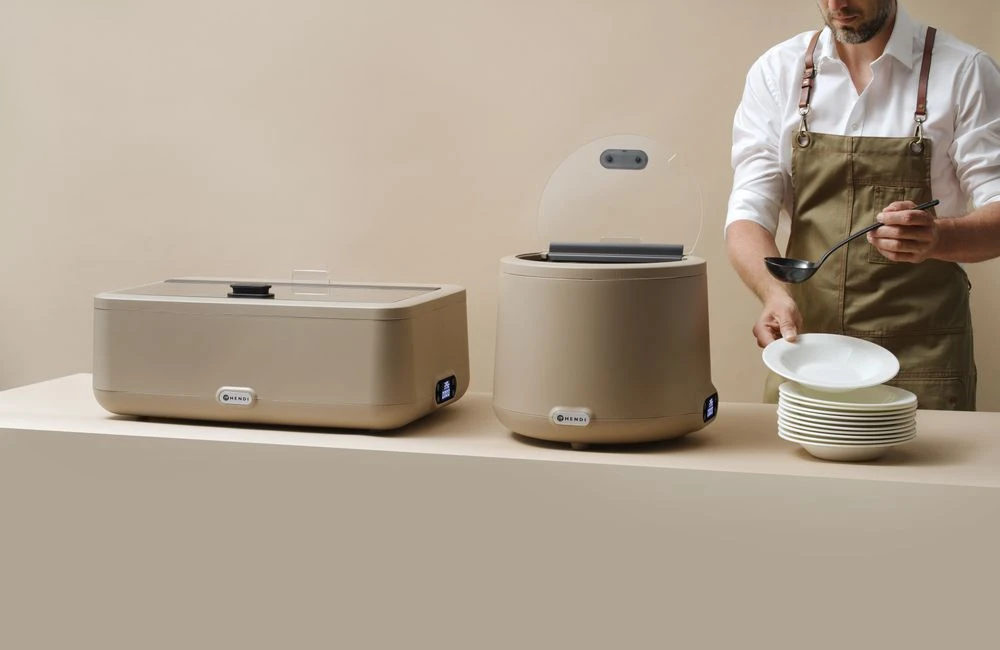Hendi UNIQ Chafing Dish Beige GN 1/1 Glasdeckel 700W 470442 by Hendi color Svart