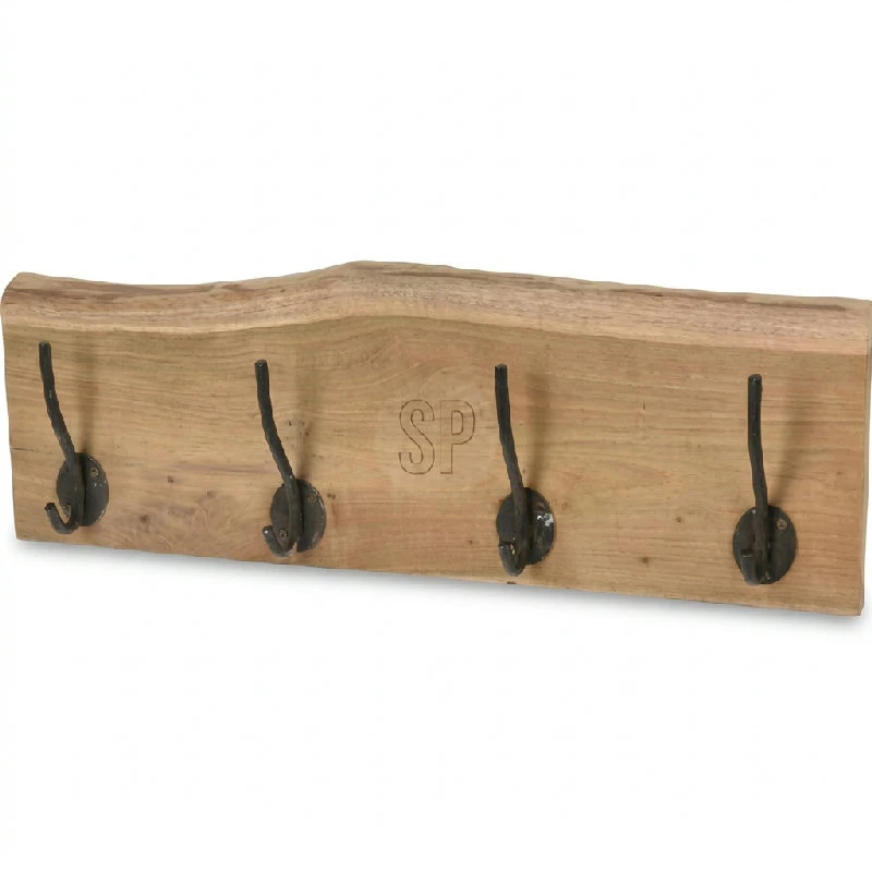Garderobenleiste aus Teakholz mit 4 Haken 80 cm J18000300  color Svart