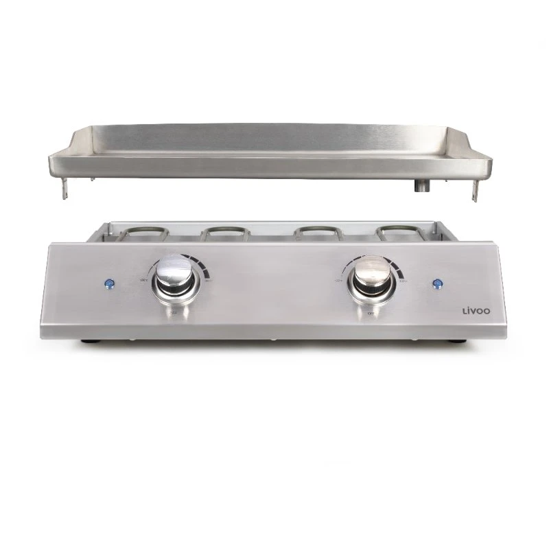 Livoo Plancha-Grill aus Edelstahl mit 2 Thermostaten 96-DOC302  color Svart